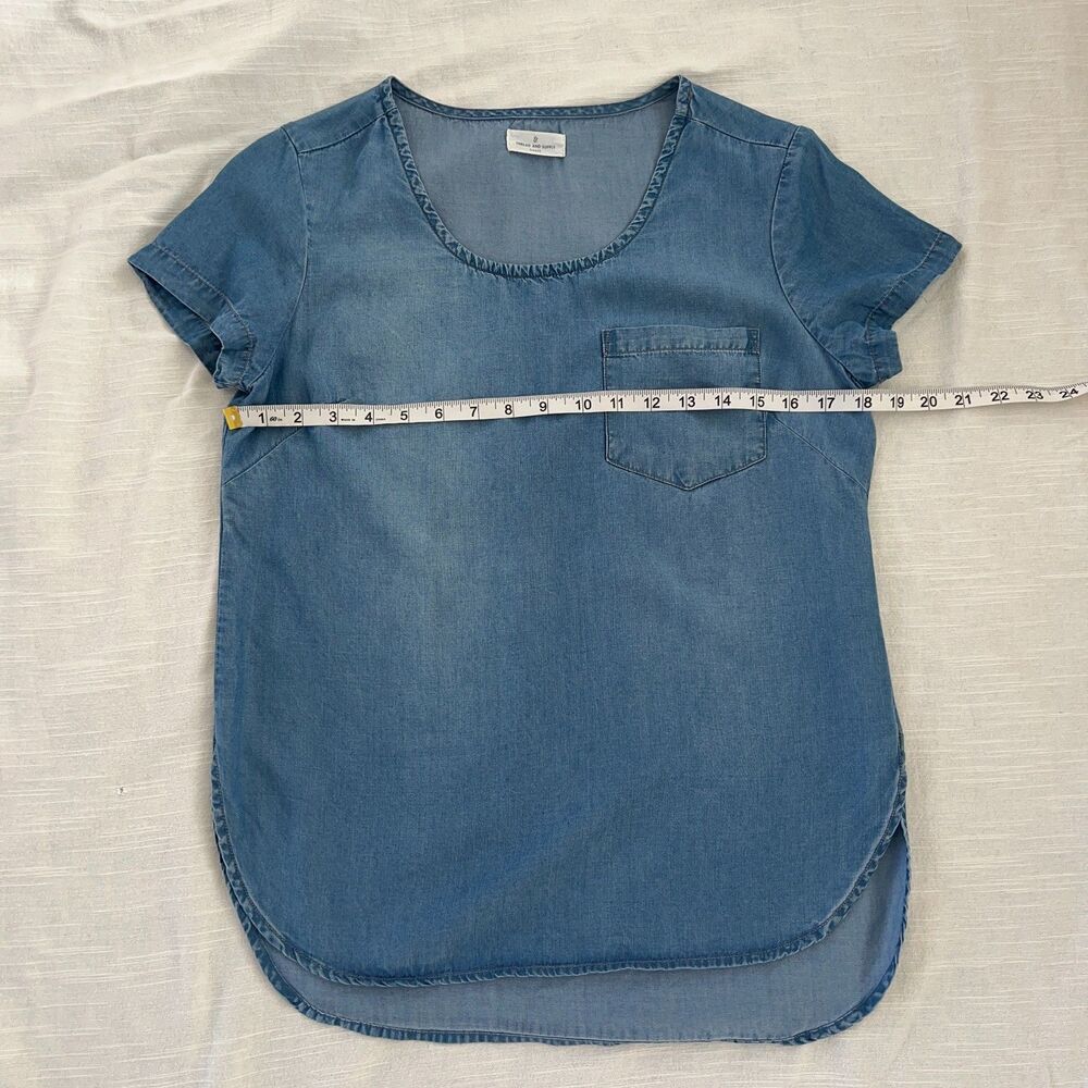 Thread & Supply Chambray Jean Shirt Sleeve Scoop Tee T-Shirt Women's Small - Picture 4 of 7
